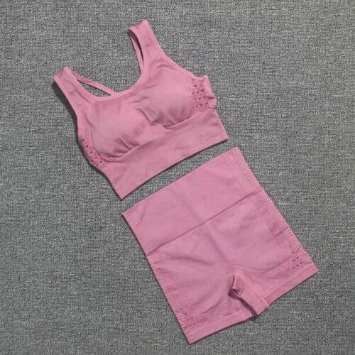 Newest 2PCS Seamless Yoga Sets Women Back Cross Straps Sports Bra Fitness Clothing+High Waist Gym Shorts Sport Suit Workout Set