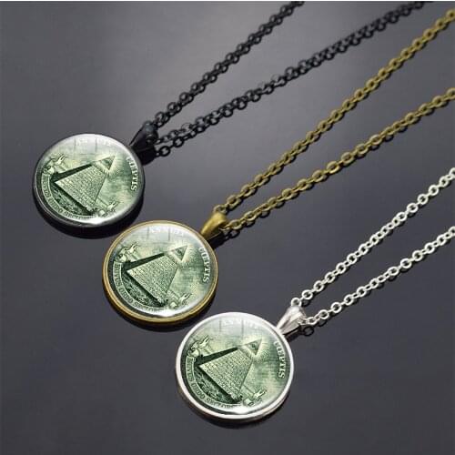 All-seeing Eye Necklace Pendant Glass Dome Eye of Providence Jewelry Long Necklace Vintage Liberal Pyramid Necklace Accessories