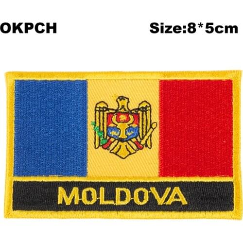 Moldova Flag patcheswork fabric embroidery patch cutstom DIY stickers on clothing with iron PT0130-R