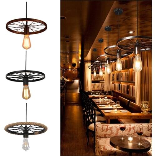 Industrial Vintage Pendant Lamp Retro Style Iron Wheel Hanging Lights Fixture Kitchen Dining Room Restaurant Bar Cafe Loft