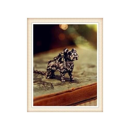 Retro Schnauzer Dog necklace punk animal pet Pendant jewelry Antique Silver/bronze/gun black plate