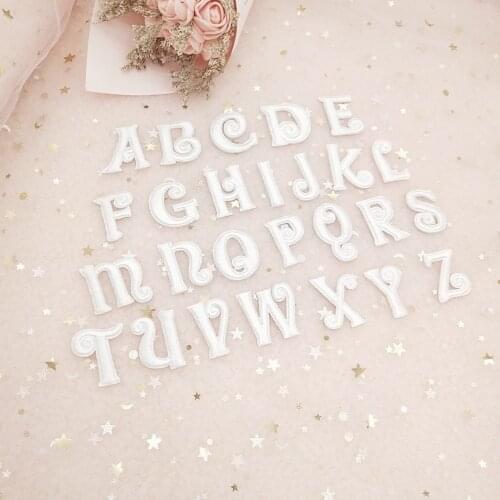 Self-adhesive A-Z Iron on Letters Embroidered Patches for Clothing White Alphabet Sticker Letter Applique DIY Brand Logo Name