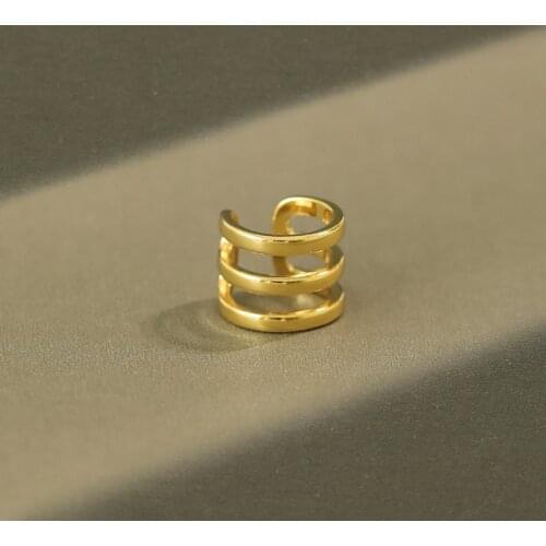 SHANICE S925 Sterling Silver Ear Cuff Non Pierced Clip Earring Trendy Punk Three-layer lineS U Shape Ear Clips Earcuff Jewelry