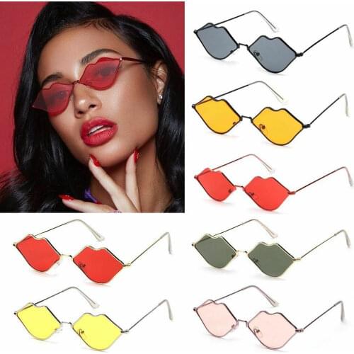 Creative sunglasses Small Frame Sunglasses Women Retro Lips Mirror Metal Vintage Brand Designer Essential tools for modeling