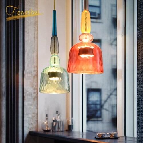 Modern Macaron LED Glass Pendant Lights Bedroom Living Room Indoor Lighting LOFT Pendant Lamp Restaurant Kitchen Hanging Lamps