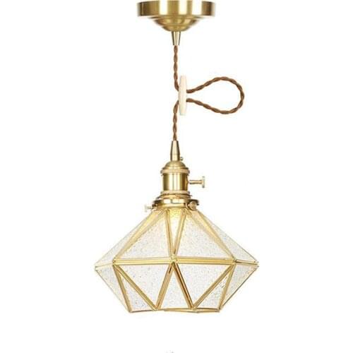 Geometric Glass Pendant Lights, Modern Industrial Bowl Shade Brass Ceiling Hanging Fitting for Kitchen Island, Bar, Dining Room