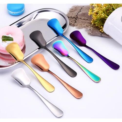 Stainless Steel Tableware Plated Color Shovel Spoon Dishes Knife Gift Flatware kitchen Tools Barware Drinking Teaspoon Suits SN