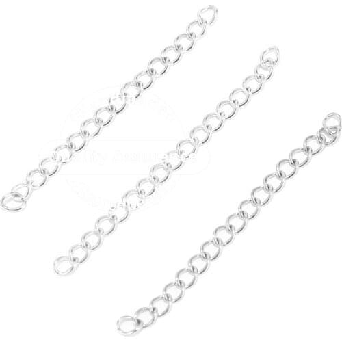 50pcs Stainless Steel 2 inch Soldered Extension Chain Silver Plated Extender Tail Chains for DIY Jewelry Making