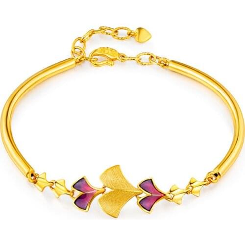 Vintage enamel 24K gold color peace Leaves indian Charm Bracelets For Women 2021 Trendy link Chains Bangle friendship Jewelry