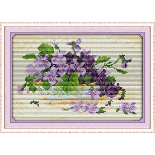Cross Stitch Violet bonsai DIY Needlework Handmade 14CT11CT Counted and Printed Cross stitch Kit Embroidery Set For Home Decor