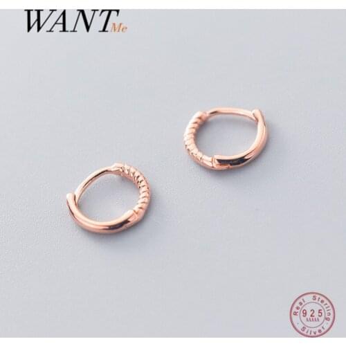 WANTME Genuine 925 Sterling Silver Fashion Simple Twist Ear Buckle for Women Punk Party Hoop Earring Jewelry Accessories Gift