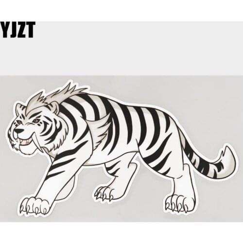 YJZT 17.4CM×10.5CM Beast White Tiger Walking Car Sticker PVC Decal 11C-0154