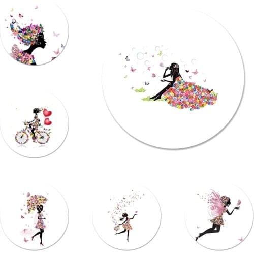 Butterfly Dancing Girl Icons Pins Badge Decoration Brooches Metal Badges For Backpack Decoration 58mm