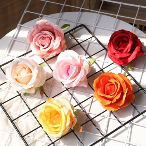 10Pcs Artificial Velvet Rose Head Flower for Flower Wall Wedding Background Decoration Home Fake Flowers DIY Roses Garland