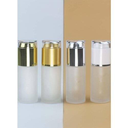 100pcs 40ml emulsion Empty Bottle frosted glass Essential oil bottle / acrylic lid press pump head cosmetic packing bottle