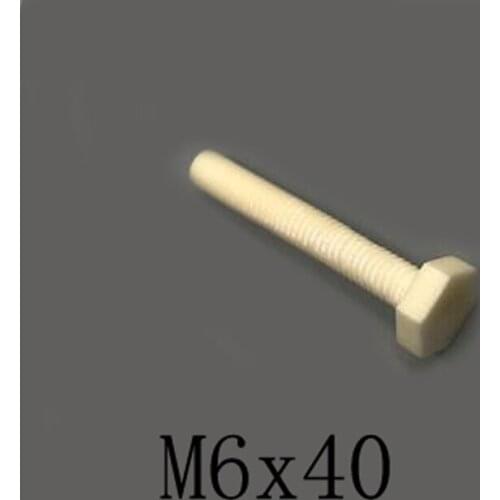 2pcs M6x40mm Hexagon Screw Ceramic Insulated Bolt High Temperature Corrosion Resistance Zirconin