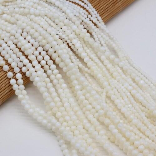 3/4/5/6mm Natural Shell Beads Round Polish Seashell Scattered Beads for Jewelry Making DIY Bracelet Necklace Women Gifts