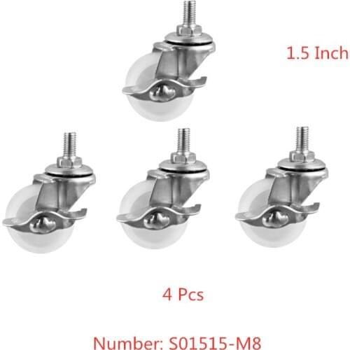 4 Pcs/Lot Spot 1.5 Inch M8 Screw Rod Brake Universal Wheel Light White Pp Steering Caster Lunch Break Folding Bed Furniture