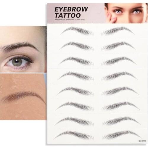 4D Hair-like Eyebrow Tattoo Sticker Black Waterproof Long Lasting False Eyebrows Easy To Use Eye Brow Stickers Makeup Cosmetics