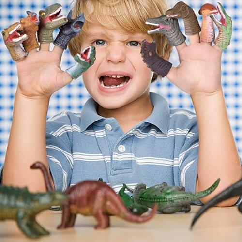 5Pcs Dinosaur Toys Dinosaur Head Finger Puppets Novelty Figure Finger Puppets Toy Educational Story Prop Kid Toys
