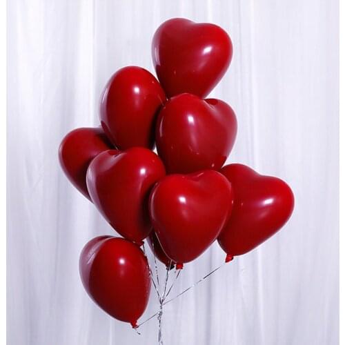 50pcs ruby red latex balloons love heart Inflatable air helium balloon valentines day marriage wedding party decor supplies