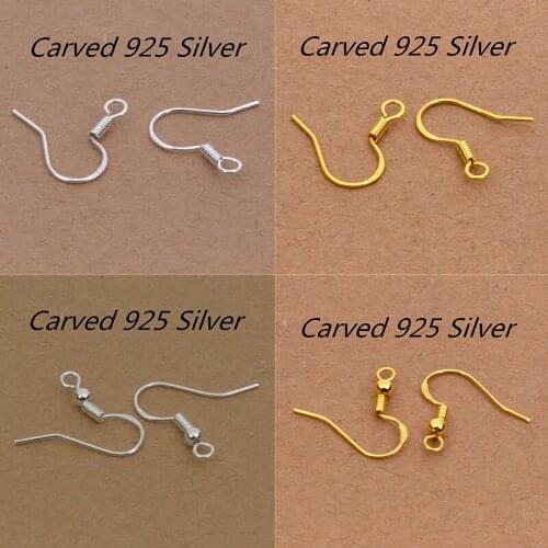 50Pcs Carved 925 Sterling Silver Findings Earring Hooks Clasp Accessories Fitting for Jewelery Making Components