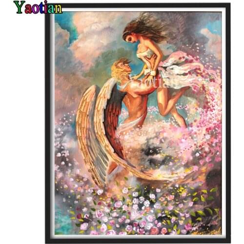 Full Square/Round Drill 5D DIY Diamond Painting Angel couple romantic rose petals 3D Diamond Embroidery Cross Stitch Home Decor