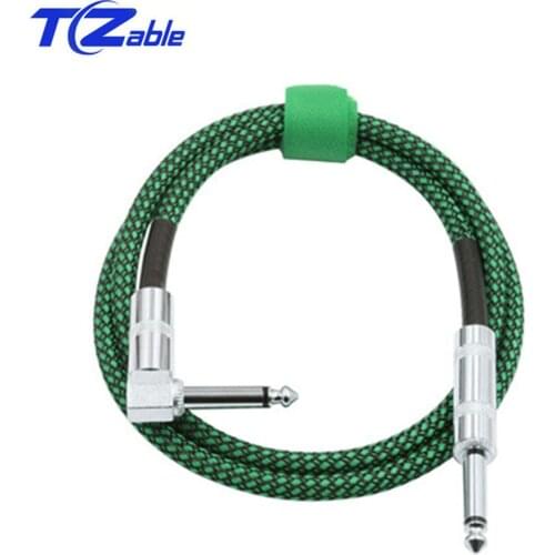 1pc Audio Lead Cable 6.35mm (1/4") Guitar Instrument Cable for Electric Bass Keyboard Straight to L Shape 90 Degree 6.5mm Plugs