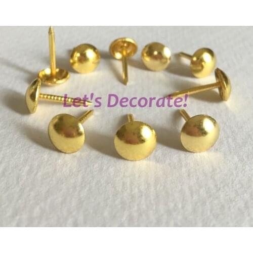 Free DHL shipping 3500pcs/lot 8mm Golden Plated With Dots Home or Garden Decorative Tack, Hobnail, Upholstery Nail