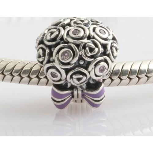 Bouquet Flower Charm fit Lady Bracelet Bangle Fashion Jewelry Authentic S925 Silver DIY Jewelry Roses Bead