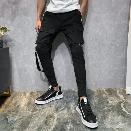 Jogger Pants Men Hip Hop Trousers 2021 Men Streetwear Pants Black Harem Pants Light Men Punk Pants Ribbons Casual Slim