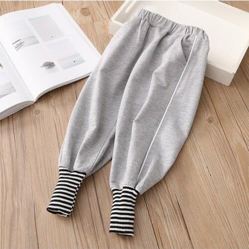 2021 Autumn Spring Casual New 2 3-10 Years Childrens Trousers Clothing Striped Patchwork Sports Harem Pants For Kids Baby Girls