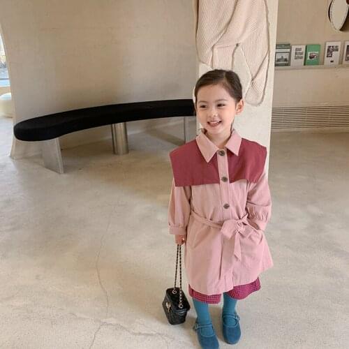 Girls Babys Kids Windbreaker Coat Jacket Outwear 2021 Long Style Spring Autumn Cotton Buttons Cardigan School Childrens Clothi