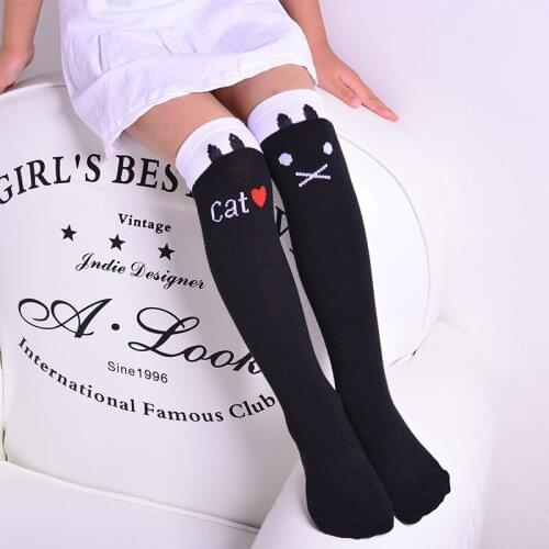 Cute Cartoon Children Sock Print Animal CAT Cotton Baby Sock Knee High Long Stripe Socks For Toddler girls/boys Clothing