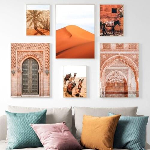 Desert Donkey Camel Canvas Poster Morocco Wall Art Prints Marrakech Boho Decoration Painting Wall Pictures for Living Room Decor