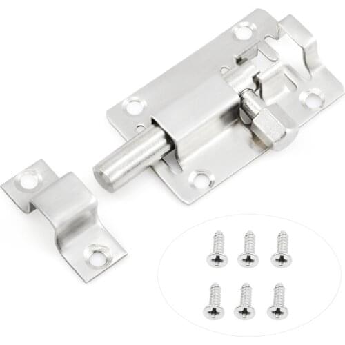 WSFS Hot 13mm Long Door Lock Slide Bolt Stainless Steel Door Latch Bolt Latch for Bathroom, Toilet, Shed, Bedroom, Furniture