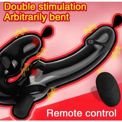 Strapless Strap-on Dildo Vibrator for Couples Strapon for Lesbian Wireless Remote Control Double-heads Vibrator Adult Sex Toys