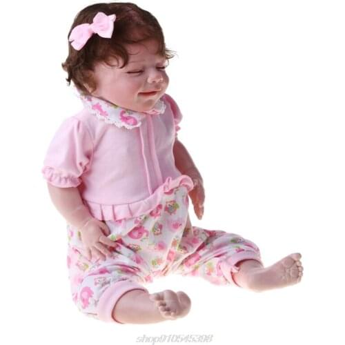 22inch/55CM Interactive Toys Realistic Newborn Baby Dolls Soft Vinyl Magnetic Mouth Soft Body Boy Doll with Pink M06 21 Dropship