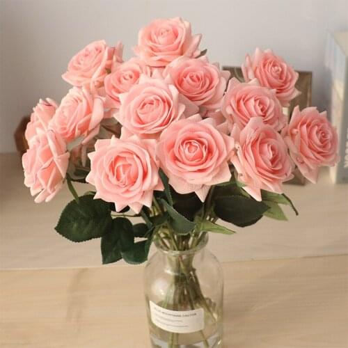 10pc Real Touch Rose Artificial Flower Branch Home Wedding Decoration Flower Moisturizing beautiful flowers for home
