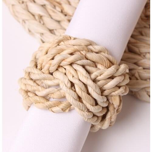 Cotton Linen Napkin Ring Straw Corn Husk Napkin Ring Water Hyacinth Grass Napkin Buckle Napkin Ring Home Party Wedding Decor