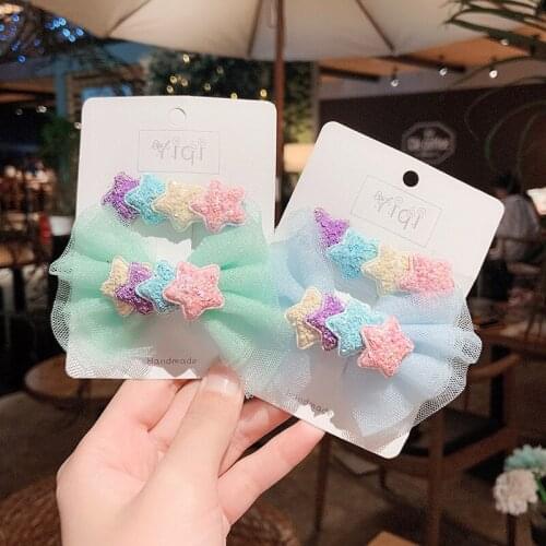 Korean children star hairpin big bow kid head flower cute princess headdress hair accessory hair clips headband