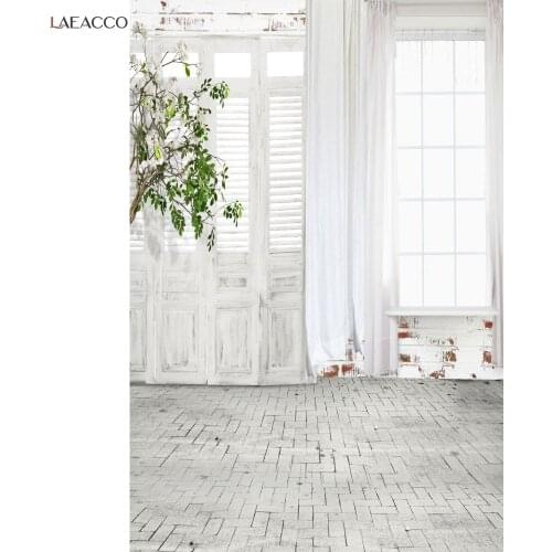 Laeacco Grunge Wooden Door Curtain Window Sill Interior Room Scenic Photo Backgrounds Photographic Backdrops For Photo Studio