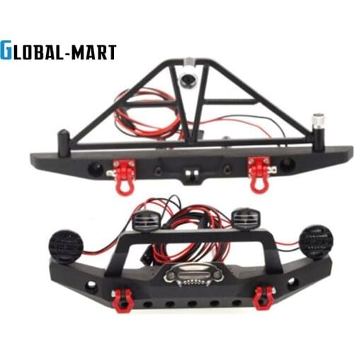 Metal Front Bumper Led Light Rear Bumper Frame Parts For 1/10 RC Crawler Car Traxxas TRX4 D90 D110 Defender Axial SCX10 90046
