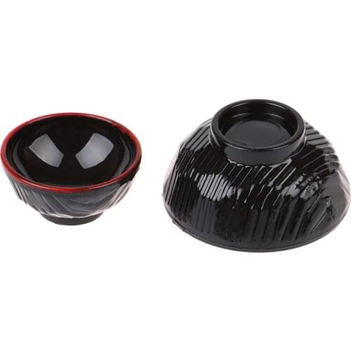 4pcs 1:12 Dollhouse Miniature Plastic Black Bowls Doll House Kitchen Decoration