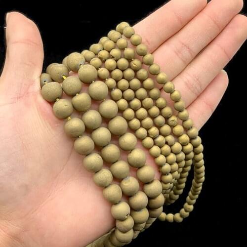 MKTREG Round Cracking Gold electroplate carnelian beads6/8/10MM Natural Stone Loose bead Jewelry bracelet making DIY accessories