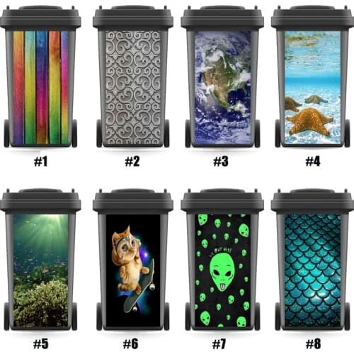 Rubbish Bin Sticker Modern Wallpaper mural Wood Fishstar Skull Wall Print Decal self adhesive Gift Home Art Kitchen Accessorries
