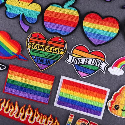 Gay Pride Patches For Clothing Love Is Love Rainbow Stickers Iron On Patches On Clothes Lgbt Accessories Badges On Jackets