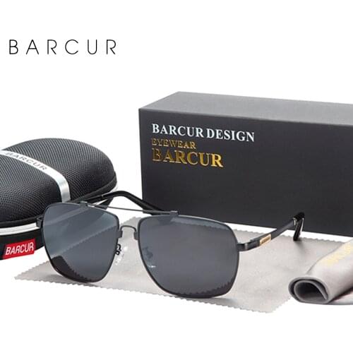 BARCUR Stylish Titanium Alloy Frame Sunglasses Polarized Men Sun Glasses Women Pilot Eyewear Mirror Shades UV400 Protection