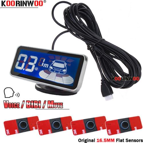 Koorinwoo Original 16.5MM Auto Parktronic Car Parking Sensor 4 Voice BIBI LCD Digital Monitor Probes Alert System Parking Assist
