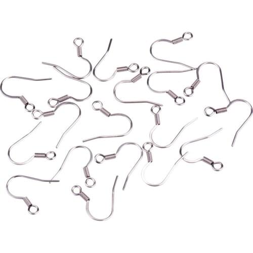 Pandahall 100 pcs 316 Stainless Steel Earring Hooks for Jewelry Findings Earring DIY Making Accessories 18x17x1.8mm Hole: 2mm